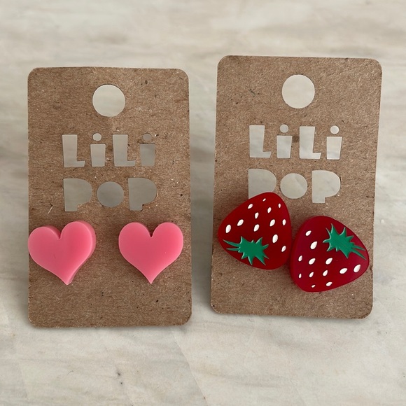 Heart & Strawberry Earring Summer Bundle - Picture 1 of 2